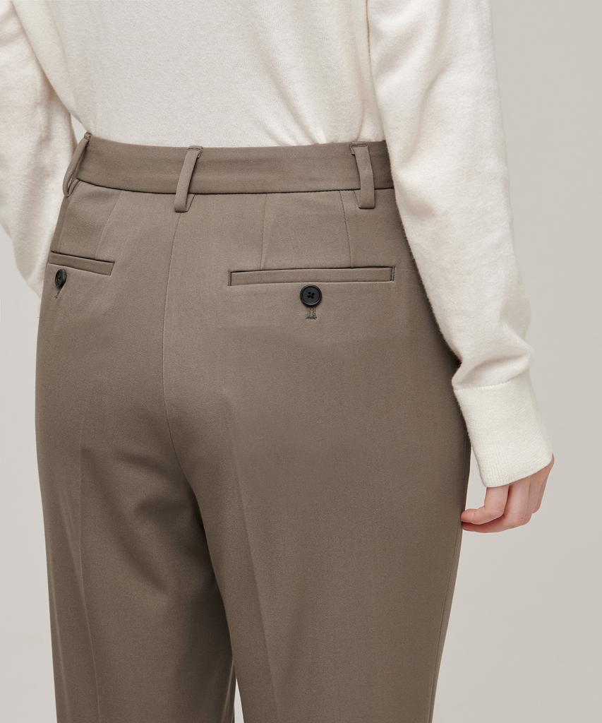 MUSINSA STANDARD WOMAN Women'S Heavyweight Fleece-Lined Slim Straight Hidden Elastic Waist Slacks [Dusty Beige]