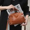 Bolso Mensajero de Hombro de Cuero Vacuno para Mujer Moda Femenina Generoso Bolso Shell Cremallera Cuero Suave Portátil Multibolsillo