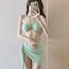 New sexy bikini three-piece gauze skirt swimsuit European and American bikini neck tube top vacation seaside women's swimsuit