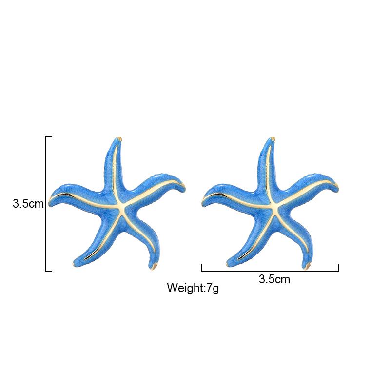 Vintage Starfish Stainless Steel Stud Earrings For Women Enamel Geometric Gold Color Earrings Ocean Beach Summer Jewelry Gift