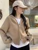Women's Hooded Wool Cardigan Jacket - Cozy, Fashionable Sweatshirt for Autumn/Winter
