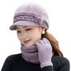 3Pcs/Set Neck Protection Scarf Gloves Set Soft Beanies Hat Winter Knitted Hat  Women