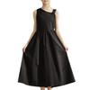 Weileenice Black Recital Size Long Dress with Perfect for and Other Perfect for Girls' Dress, Sleeveless, 140, Off-the-Shoulder Paneling, Weddings,