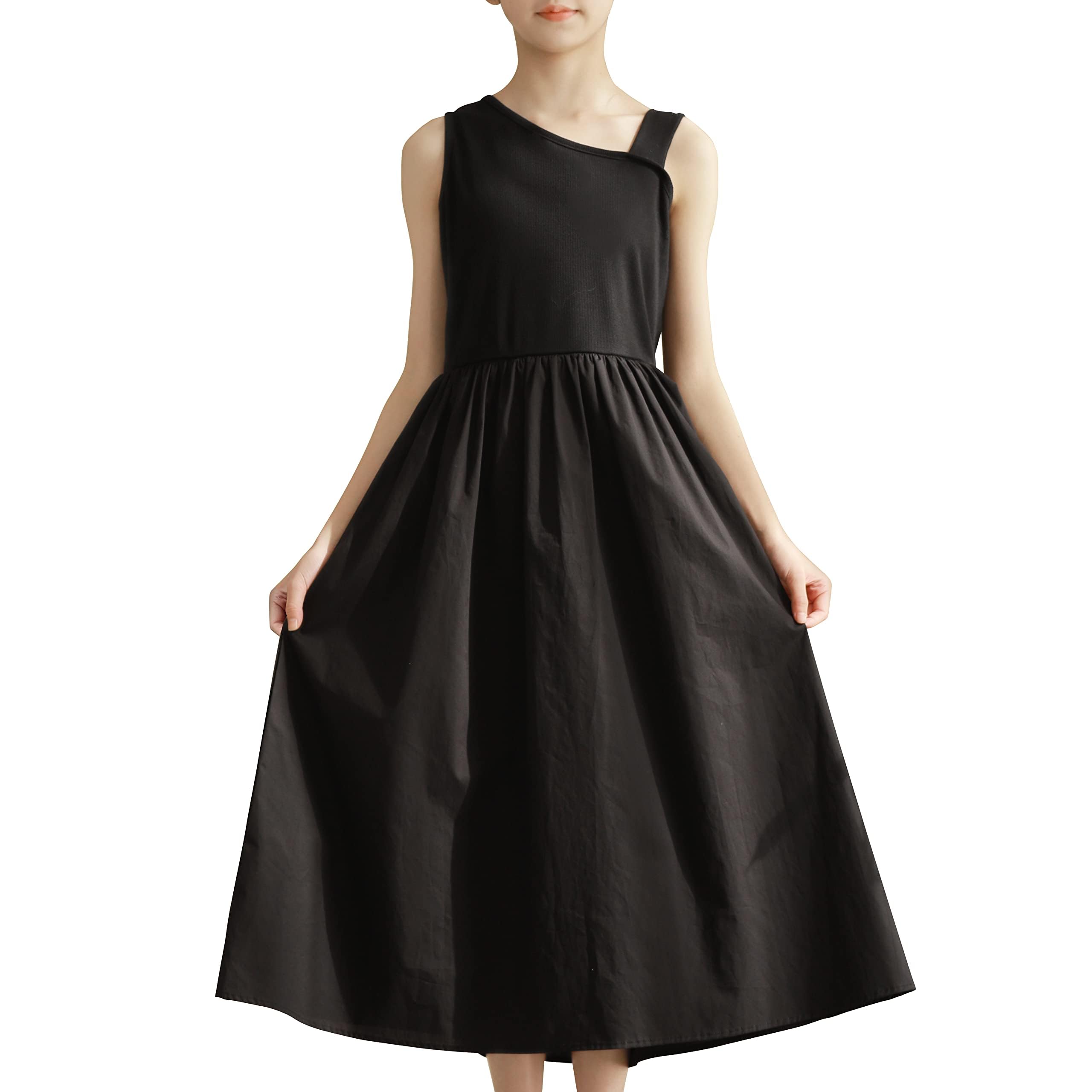 

Weileenice Black Recital Size Long Dress with Perfect for and Other Perfect for Girls Dress, Sleeveless, 140, Off-the-Shoulder Paneling, Weddings,