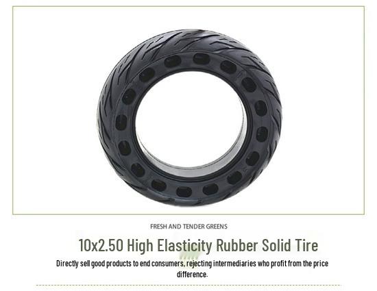 10-Inch Solid Rubber Explosion-Proof Tire for Electric Scooter (10x2.50 or 10x2.125) - No Inflation Needed