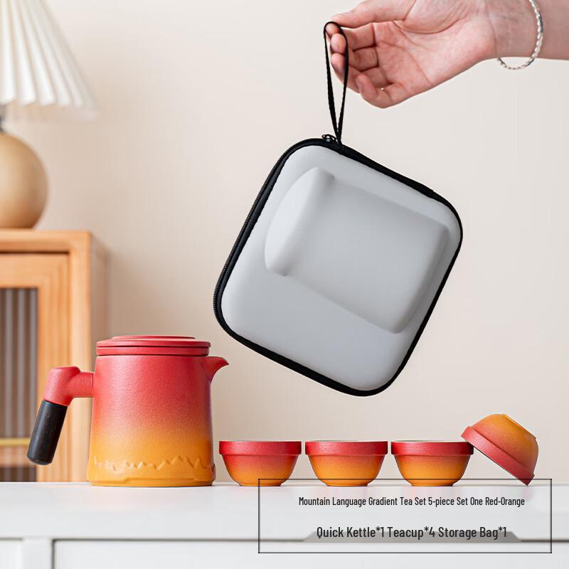 Yipan Gradient Rough Ceramic Portable Tea Set