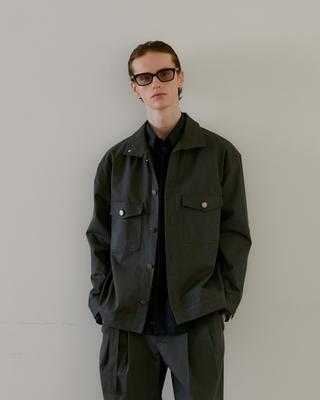 Marji House Twill Stand Collar Jacket Charcoal