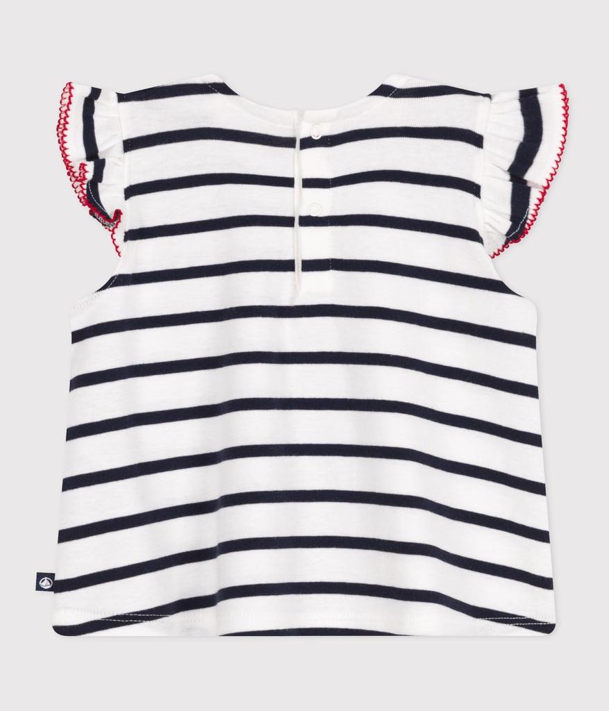 Petit Bateau Short Sleeve Blouse Size 24 86cm A0CP0, Off-White/Navy, Months,