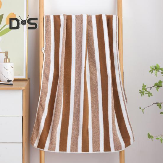 Coral Fleece Towel Set Striped Absorbent Bath Towel Lint Free Fade Resistant Towel Shower Wrap for Spa Poolside Daily Use