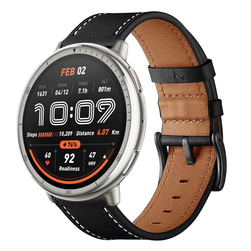 

Leather Band For Amazfit Active 2 20mm 22mm Smartwatch Strap For Amazfit Bip 6 5 3Pro/GTR 4 3 2/GTS 4 3 2/Stratos 2 3/Balance 2 Amazfit Active 2-1