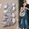 2024 Children Sandals for Girls Sumemr New Fashion Princess Rhinestone Elegant Lace Soft Sole Comfortable Casual Versatile Shoes