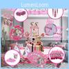 Enchanting Unicorn Kids Birthday Party Supplies Complete With Delightful Plates And Tablecloth