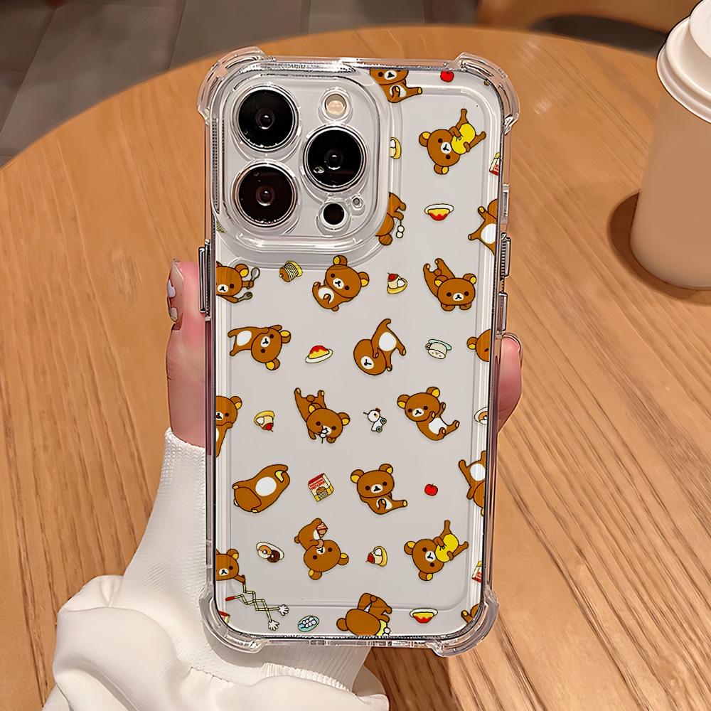 Cute Rilakkumas Bear Anti Fall Clear Phone Case For Xiaomi Redmi 14C 13C 12C K50 K40 Note 14 13 12 11 10 9S A1 A2 Pro Plus 4G 5G