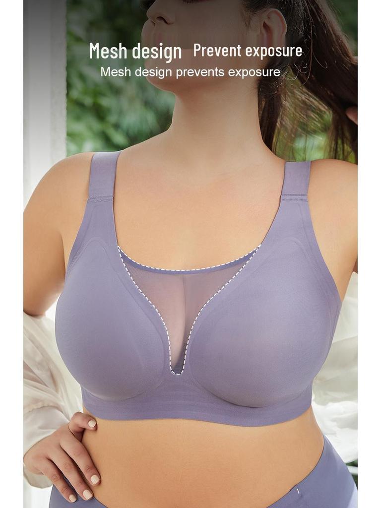 Seamless Mesh Plus-Size Anti-Sagging Bra for Large Breasts - Slimming, Anti-Exposure, Full Coverage, Thin Style