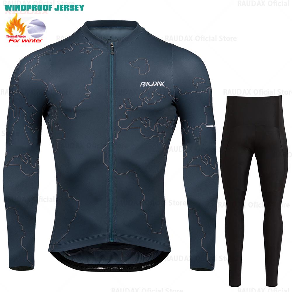 Velvet Warm Cycling Suit Set Cycling Thermal Fleece Clothing Sets Top Cycling Jersey Sport Bike MTB Riding Clothing Warm Jackets for Man