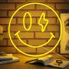 Smile Face Neon Sign LED Neon Light Wall Decor Smiley Face Light Up Signs USB Powered Yellow Neon Signs For Bedroom Pink