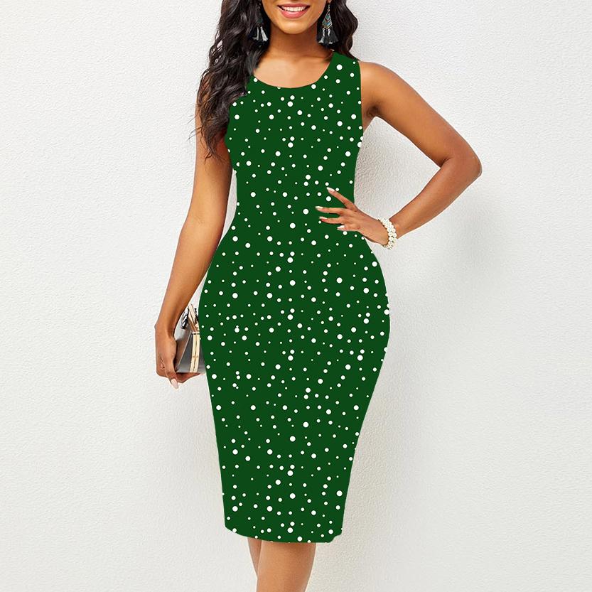 Dámské šaty Šátek Letní Kruhový Potisk Šaty Upnuté Bez rukávů Slim Fit Sexy Móda Top Oblečení