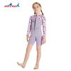2.5mm Kids Girls Full Wetsuit Long Sleeve Short Pants Dive Suit Snorkeling Surfing Swimming Warmth Protection