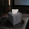 Purple Tissue Box Sci-fi Theme Box, with Smooth Paper Extraction, Large Capacity Cubic Design Matte Gray Holder Organizer, Hard Shell Durable Desktop