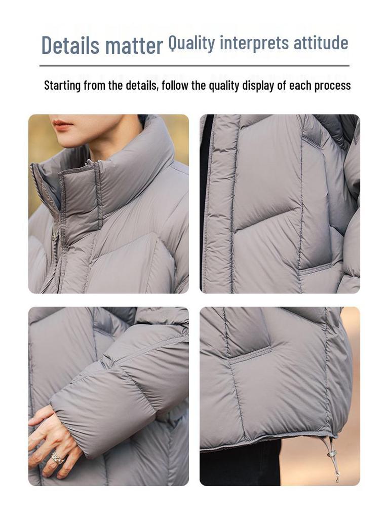 Modna Marka 2025 Męska Luźna Kurtka Puchowa z Stójką - Zimowa Odzież Wierzchnia z Luksusowym Wyglądem