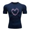 Men's Compression Workout T-Shirt, Thorn Heart Pattern Quick