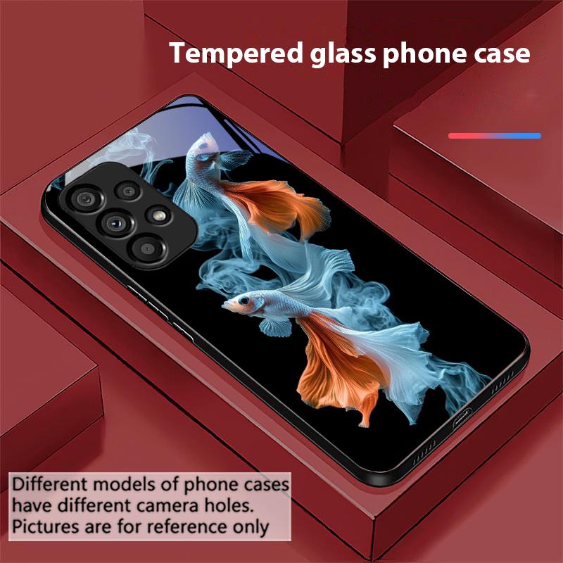 Colorful Cute Fish For Samsung Galaxy S10 S20 Plus S21 FE S22 S23 S24 FE S25 Ultra Black Tempered Glass Phone Case Hard Shell