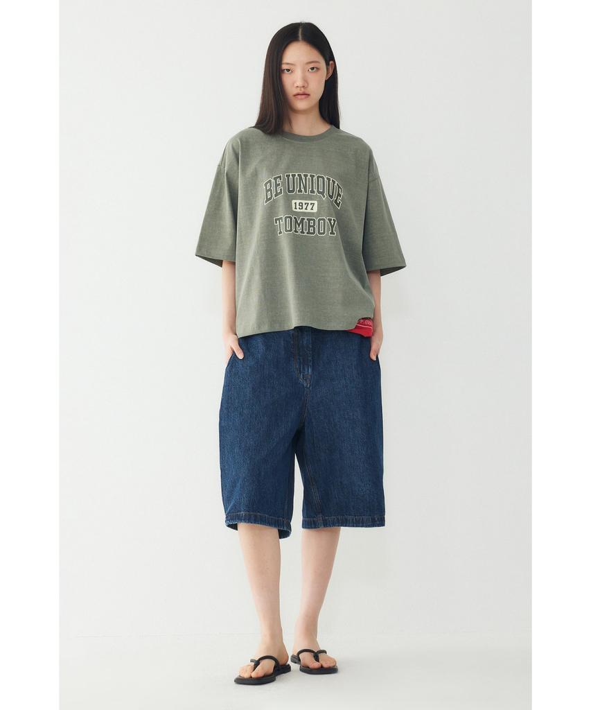 STUDIO TOMBOY Vintage Lettering Graphic Short Sleeve T-Shirt_Khaki 9176222990