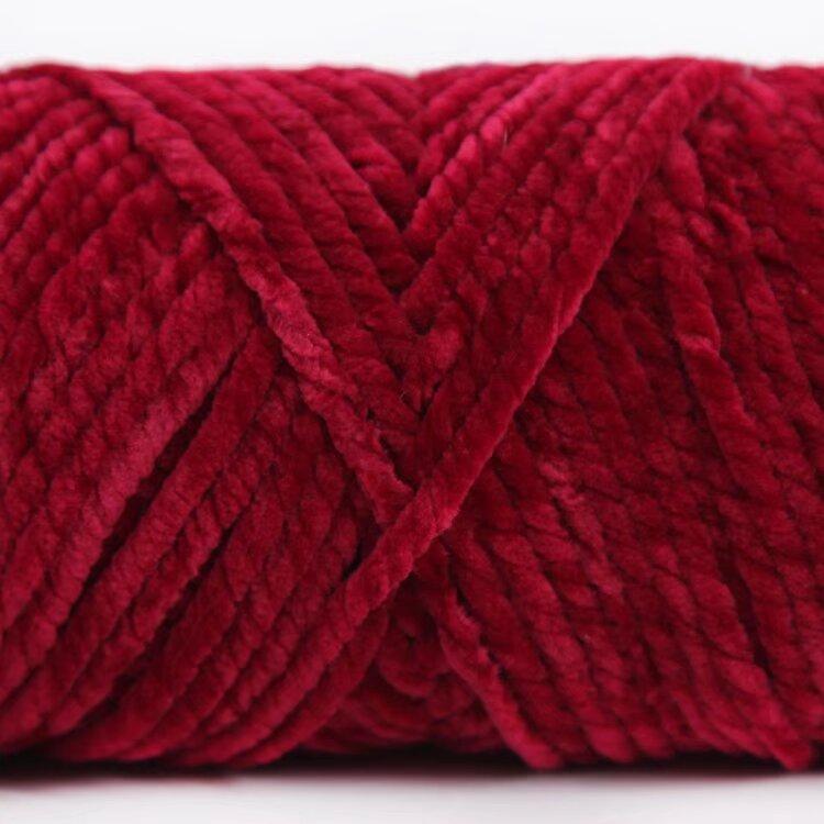 3 Strands Glossy Velvet Hand-Woven Thread Woven Scarf Doll Blanket Chenille Thread Segment Dye 100G Ball