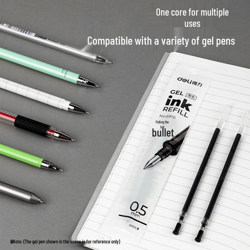 Deli 0.5mm Black Gel Pen Refills