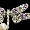 Elegant Natural Freshwater Pearl Brooch with Dragonfly Design, Exuding a Natural Luster. Crafted from Copper and Adorned with Zircon