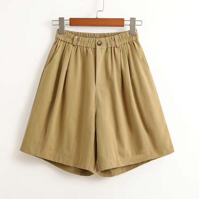 Plus Size Women s Summer Wide-Leg Cropped A-Line Shorts 2XL хаки
