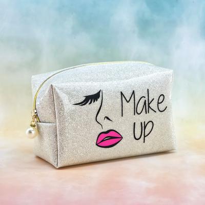 Cute Portable Makeup Bag PVC Waterproof Cosmetic Storage Bag Solid Color Glossy Surface Travel Toiletry Bag for Women