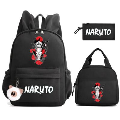 3 szt./zestaw Anime Naruto Plecak z Torbą Lunchową Piórnik Powrót Do Torby Szkolnej dla Chłopca Dziewczynki Torba Książkowa Mężczyźni Kobiety Torba Podróżna