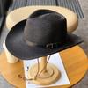 Cappello di Paglia Estivo Western Cowboy 62cm Oversize Testa Grande Tesa Arrotolata per Uomini Donne Protezione Solare Cappello Protezione UV