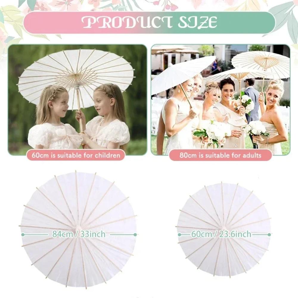 6 ks slunečníků Svatba Foto Cosplay Rekvizita 40/60/80 cm Papírový deštník DIY Bílý deštník Letní Bílý Večírek Plážová Dekorace