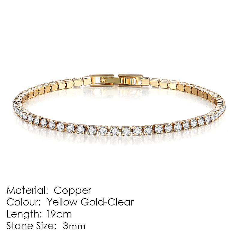 Women's Gold-Plated Zircon Tennis Bracelet - Full Diamond Design, Model S5650