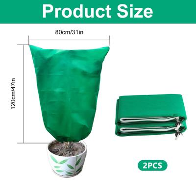 2-Pack 80cm Winter Plant Covers - Frost Protection Bags for Outdoor Pots