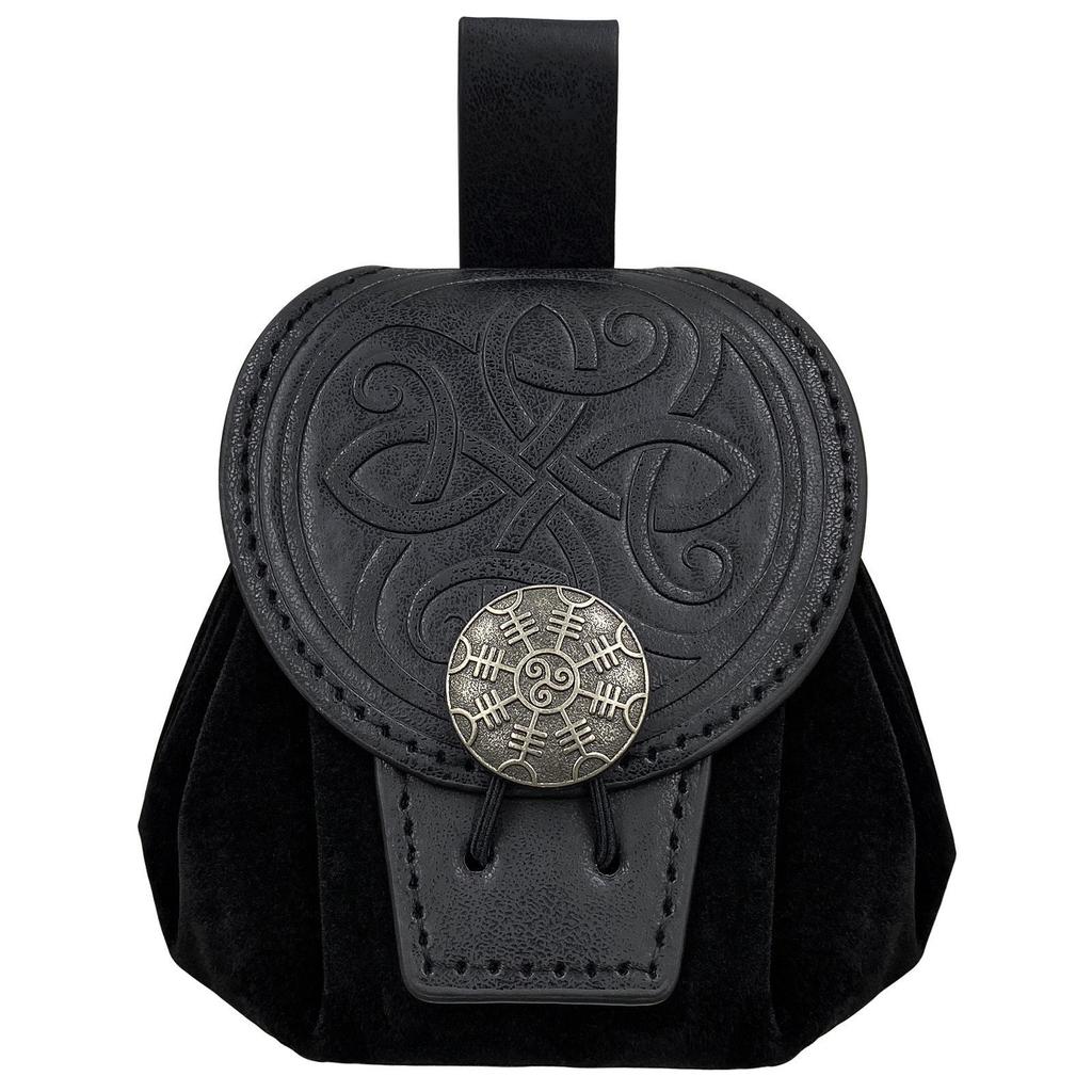 Medieval Embossed Faux Leather Belt Bag, Retro Renaissance Portable Waist Pouch Coin Purse Dice Bag For LARP Ren Faire