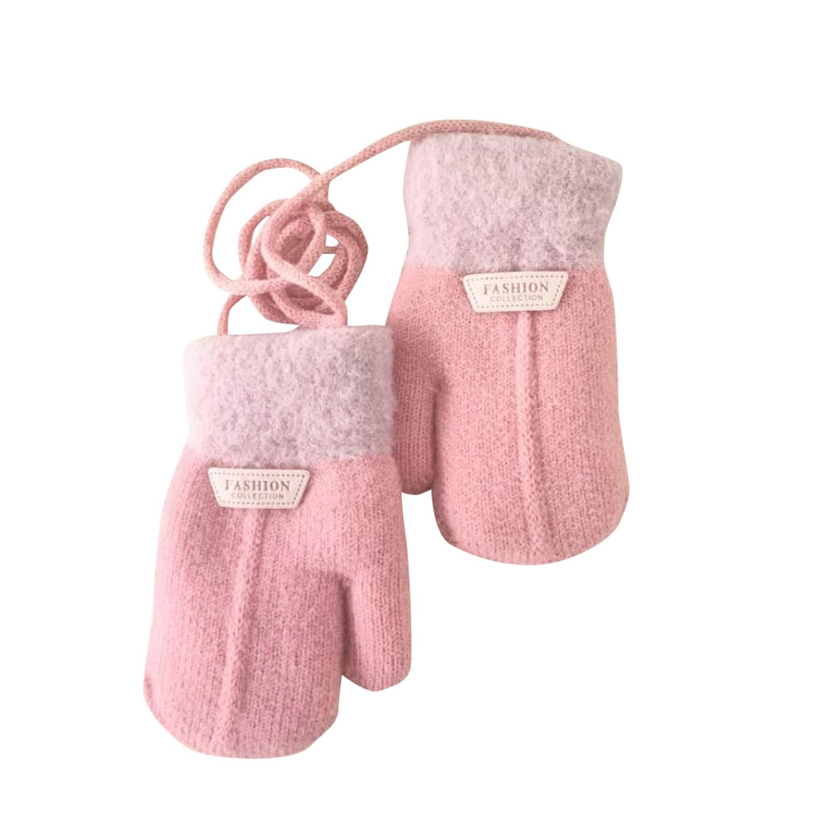 

Детские зимние перчатки для девочек и мальчиков, сенсорные трикотажные теплые эластичные варежки для холодной погоды 8 розовый