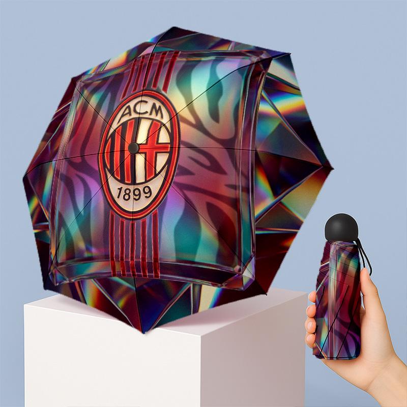 AC Milan Pattern Printed Mini 5 Folds 8 Ribs Compact Umbrella Windproof Waterproof Lightweight Portable Folding