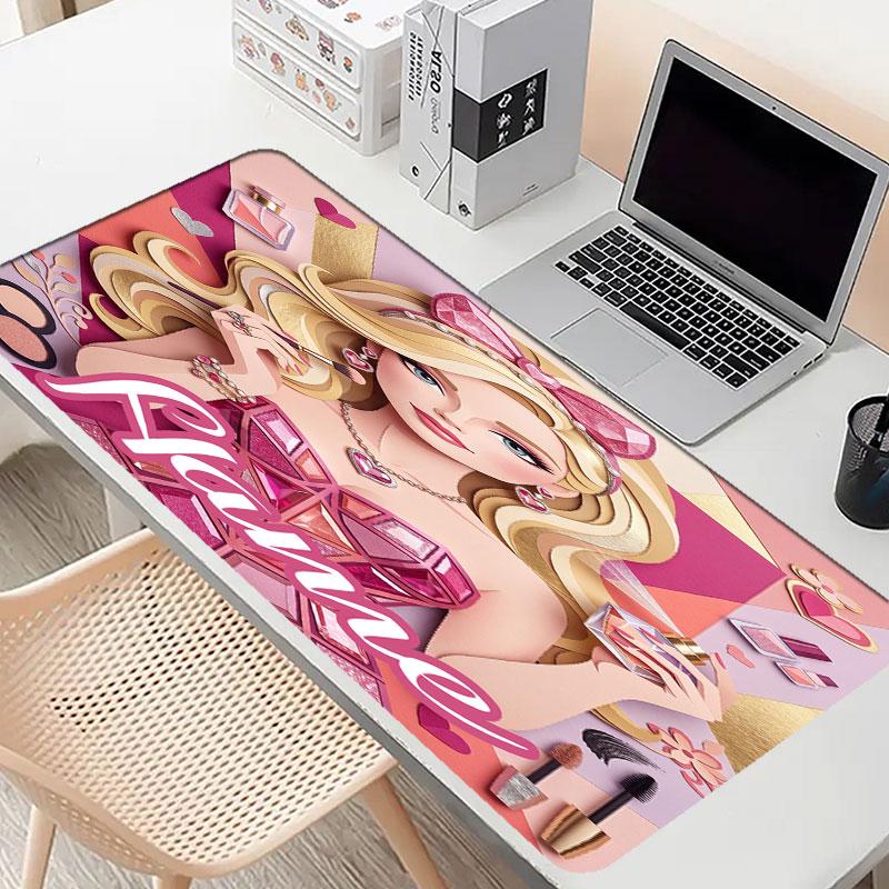 Custom Name Personalized Barbie Pattern Mousepad, Laptop PC Desk Mat, Decorative Desk Mat for Home Keyboard Pad Gift