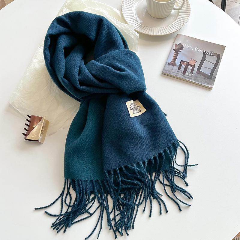 31Colors Fashion Cashmere Scarf for Women Warm Winter Solid Color Double Sided Wraps Neckerchief Poncho Echarpe Pashmina Stoles