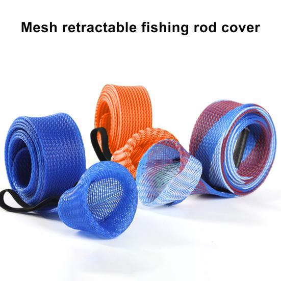 170CM Fishing Rod Sleeve with Capped Tip Stretch Breathable Mesh PET Lightweight Foldable Fishing Pole Protector Fishing Accessories