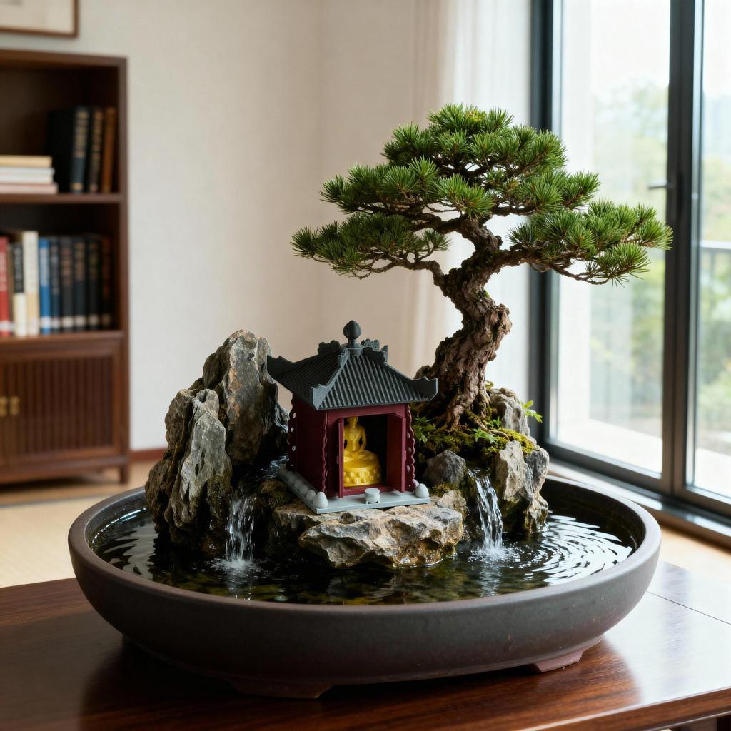Padiglione Quadrato Antico Stampato in 3D Decorazione Bonsai - Ornamento Fioriera per Paesaggistica in Miniatura