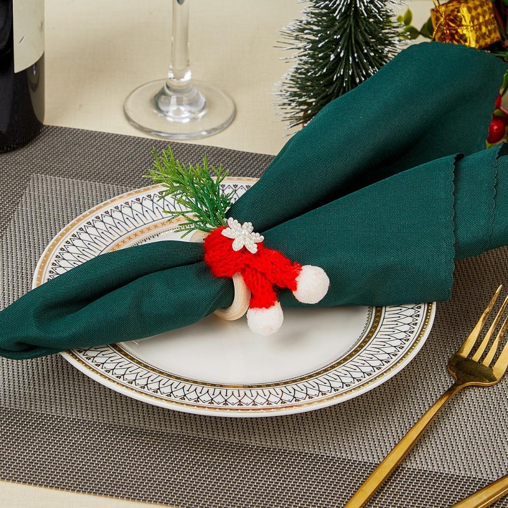 6pcs Handmade Christmas Hat Napkin Rings Wood Napkin Buckle Party Supplies Napkins Holder  Hotel