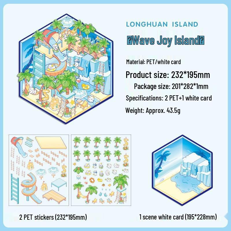 Extra Large 3D Cartoon Landscape Sticker: Ancient Style DIY Miniature Scene
