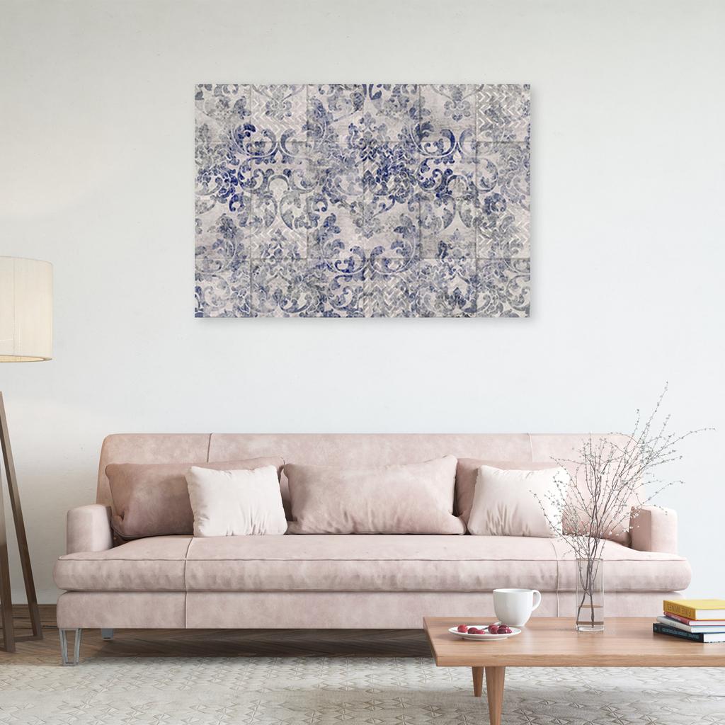 Canvastavlor Blå prydnad på portugisiska plattor