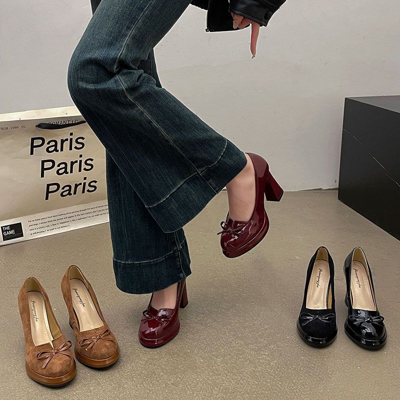 Xianfeng fashion high heels annual skirt height and thinness outer wear round head single shoes