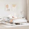VidaXL Bed Frame with Drawers White 135x190 Cm Solid Pine Wood, Slatted Base, Double Bed Frame, Wooden Bed Frame 3301466