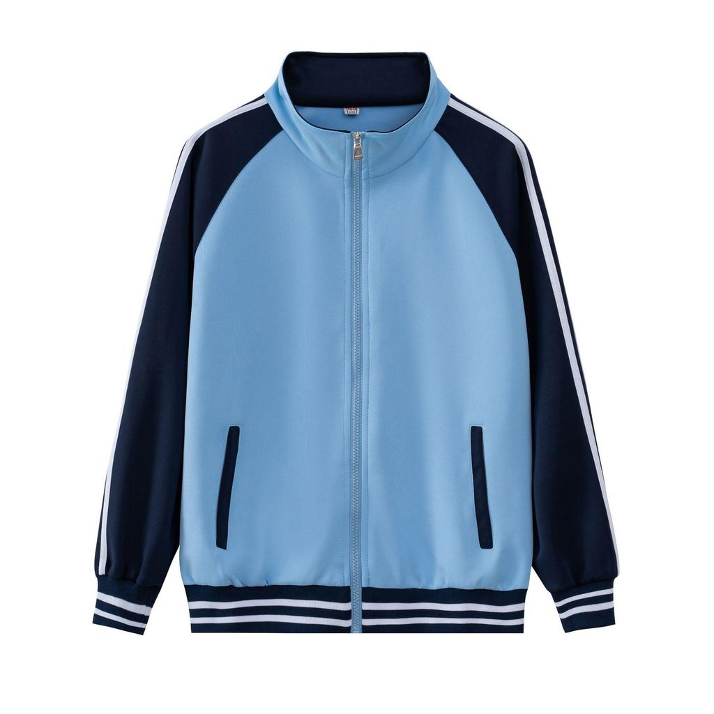 Trendy Blue-Green School Uniform Set: Zip-Up Jacket & Shirt for Junior & High School Students